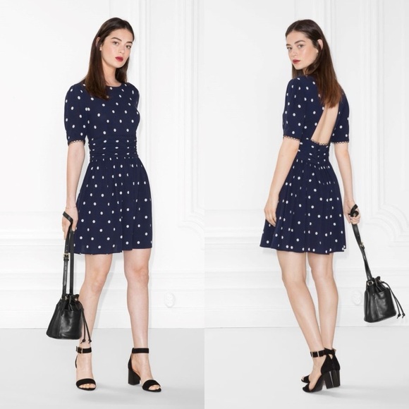 & OTHER STORIES POLKA DOT CUTOUT NAVY WHITE MINI DRESS - Picture 1 of 11